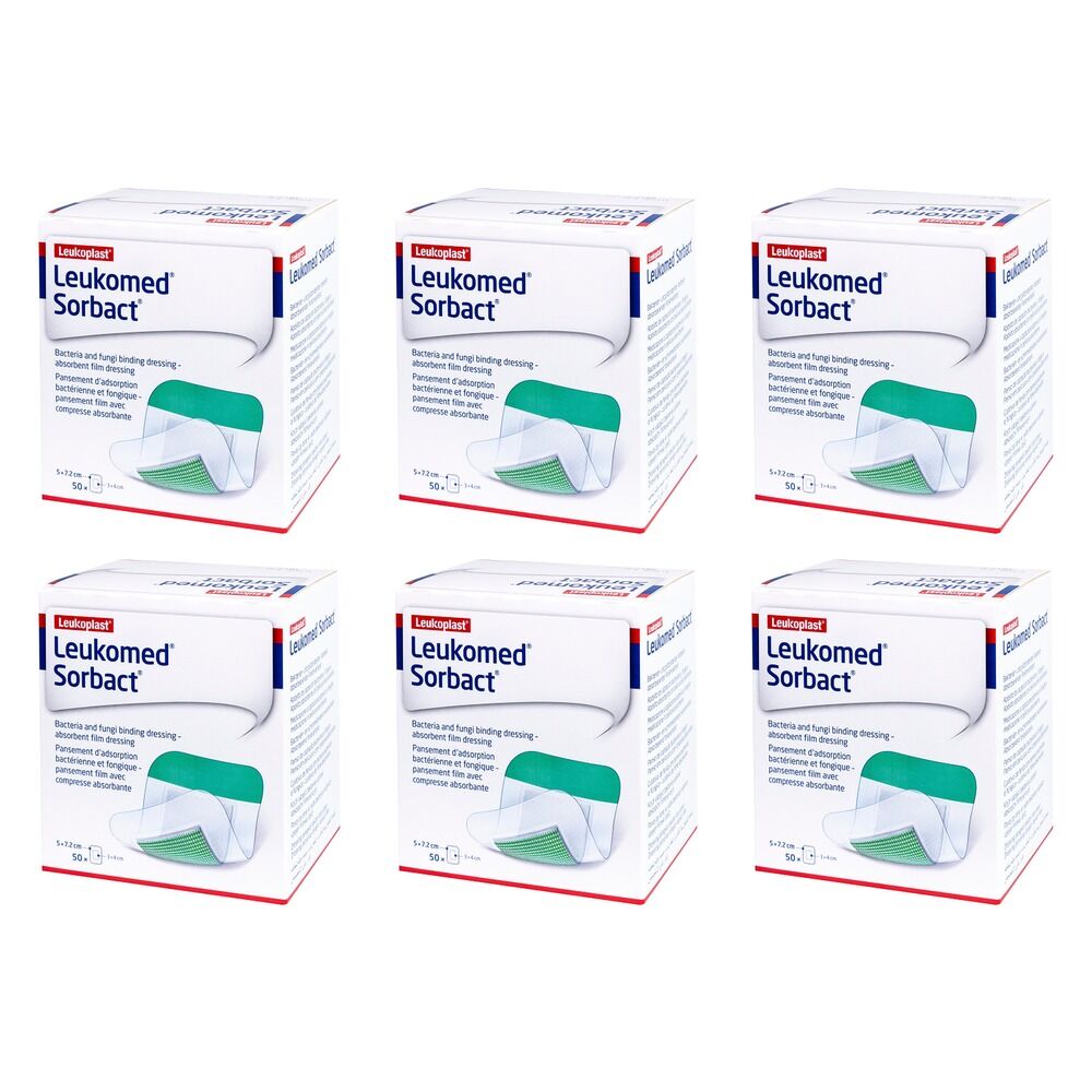 Leukomed Sorbact Sterile 5cm x 7.2cm 50 Pack Bundle of 6