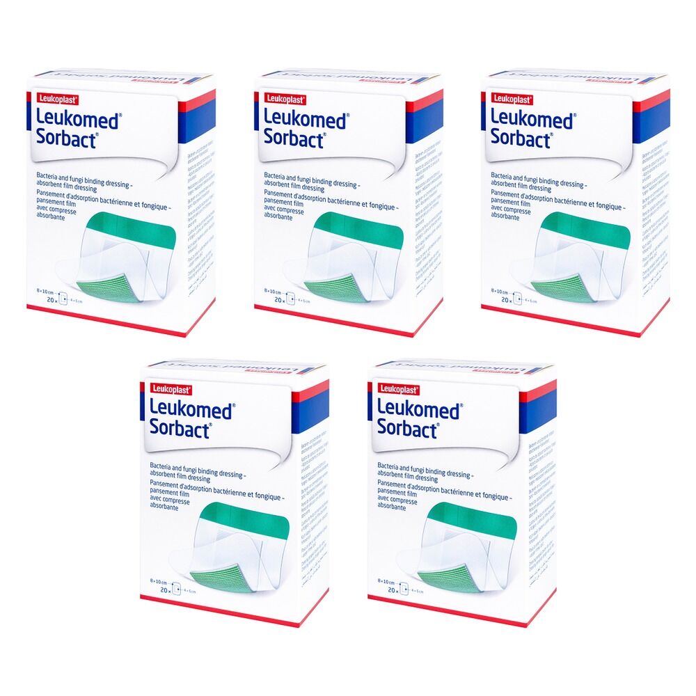 Leukomed Sorbact Sterile 8cm x 10cm 20 Pack Bundle of 5
