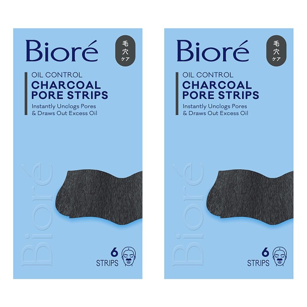 Biore Charcoal Deep Cleansing Pore Strips 6 Pack Bundle of 2