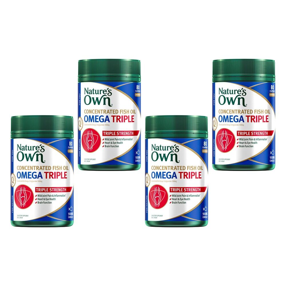 Nature's Own Concentrated Fish Oil Omega Triple 80 Capsules Pack of 4