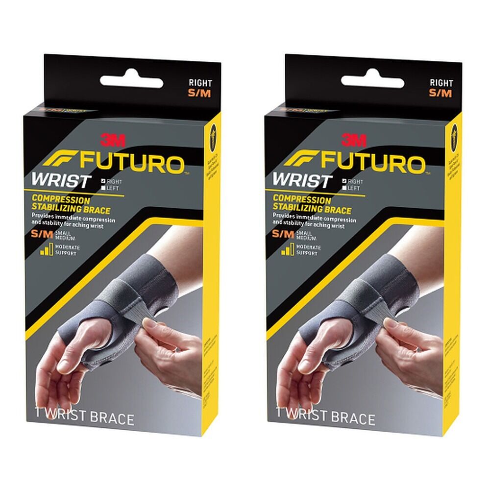 Futuro Compression Stabilizing Wrist Brace, Right Hand, Size S/M Pack of 2