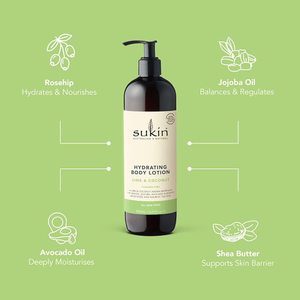 Sukin Hydrating Body Lotion Lime and Coconut 500mL