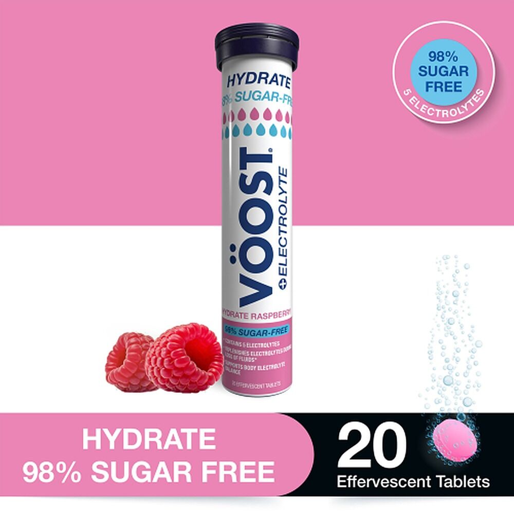 Voost Hydrate 98% Sugar Free Raspberry Effervescent Tablets 20 Pack