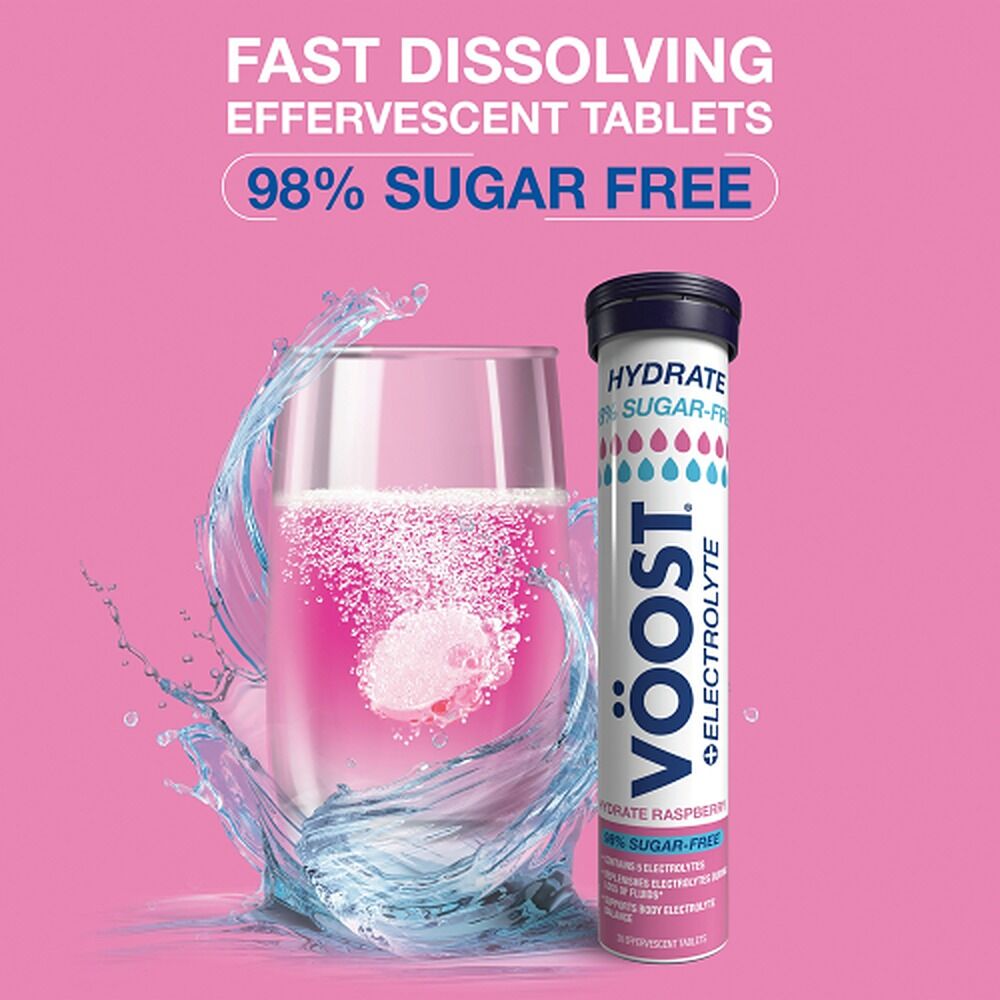 Voost Hydrate 98% Sugar Free Raspberry Effervescent Tablets 20 Pack