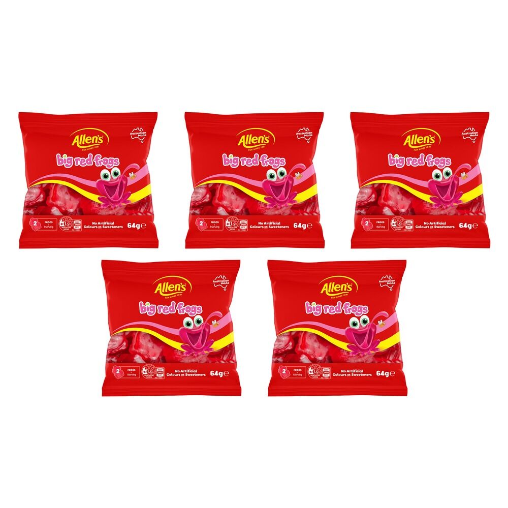 Allen's Frogs Alive Lollies Bag 64g x 12 Bundle of 5