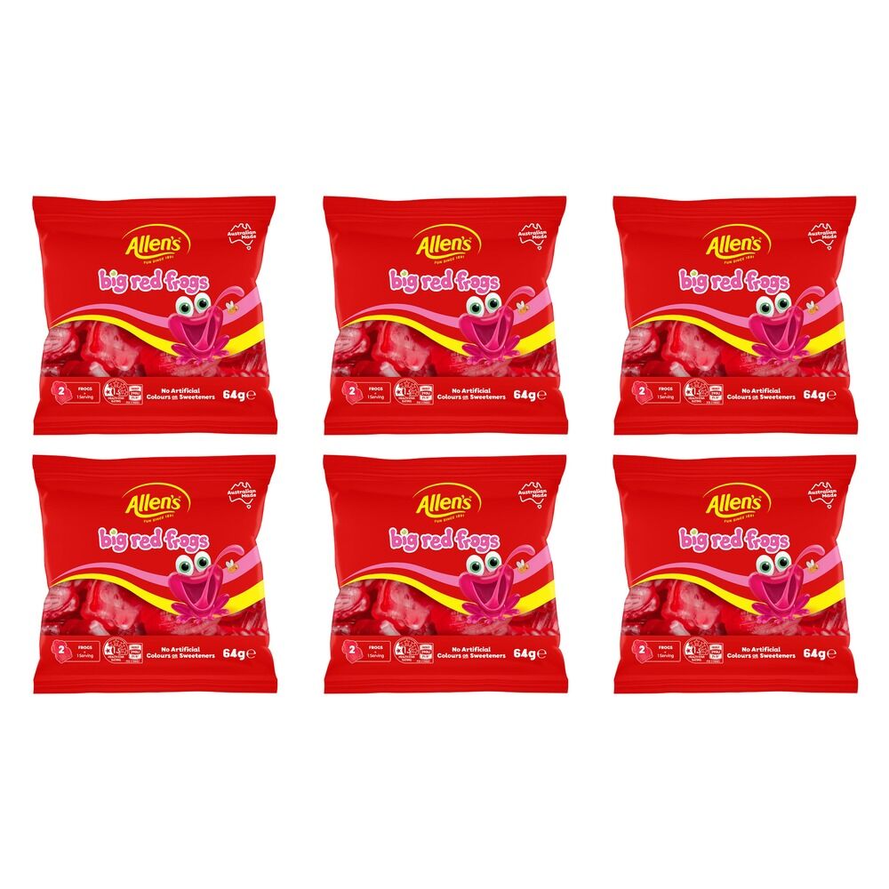 Allen's Frogs Alive Lollies Bag 64g x 12 Bundle of 6