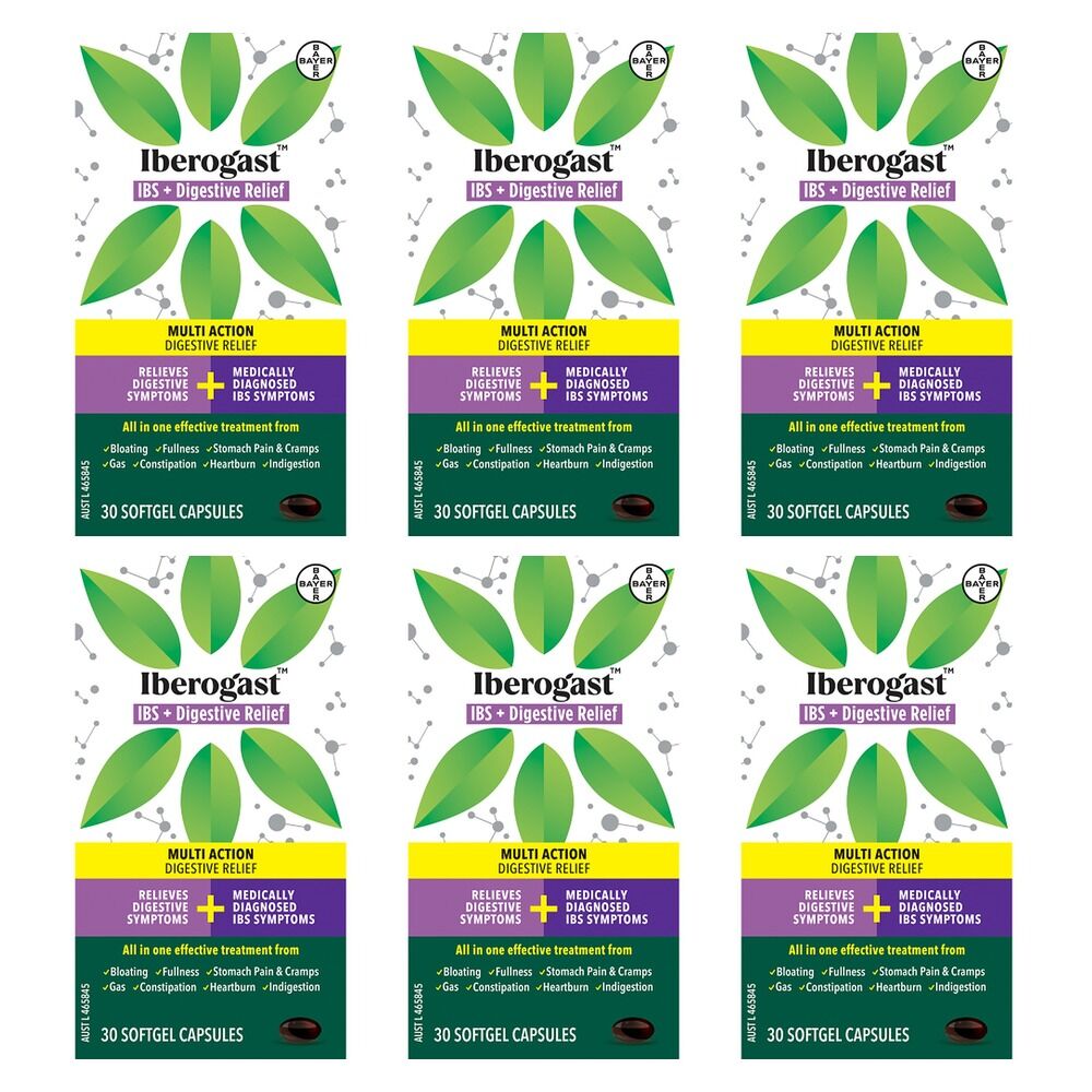 Iberogast IBS + Digestive Relief 30 Capsules Pack of 6