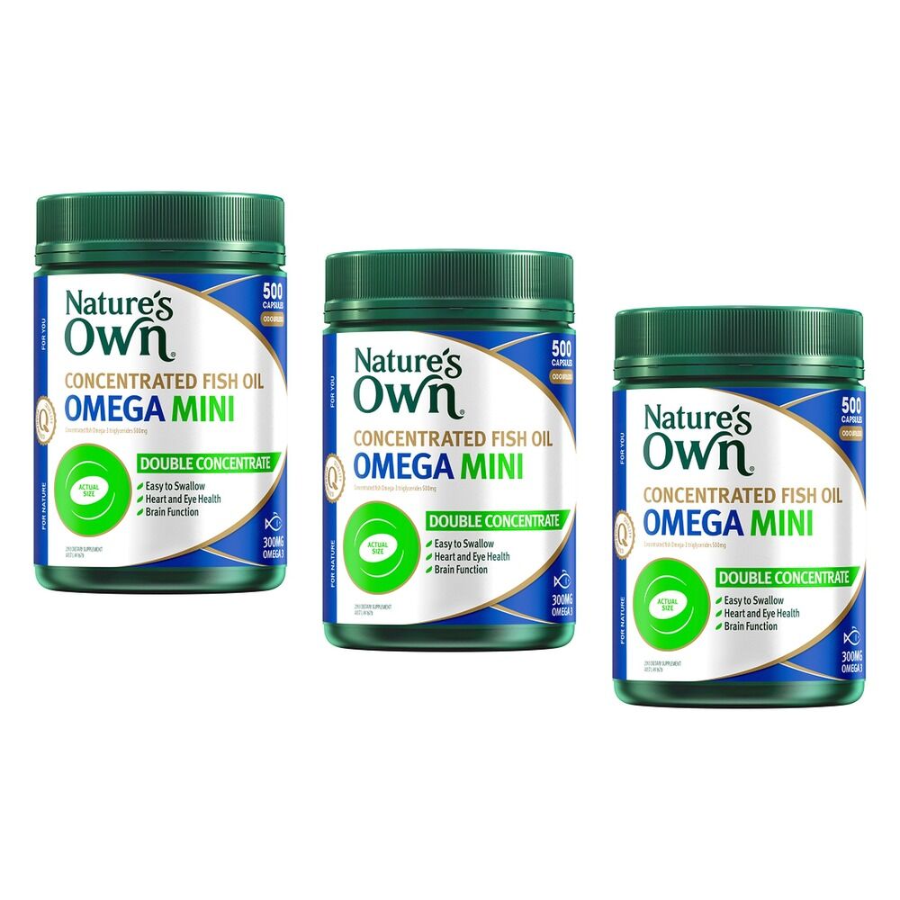 Nature's Own Concentrated Fish Oil Omega Mini 500 Capsules Pack of 3