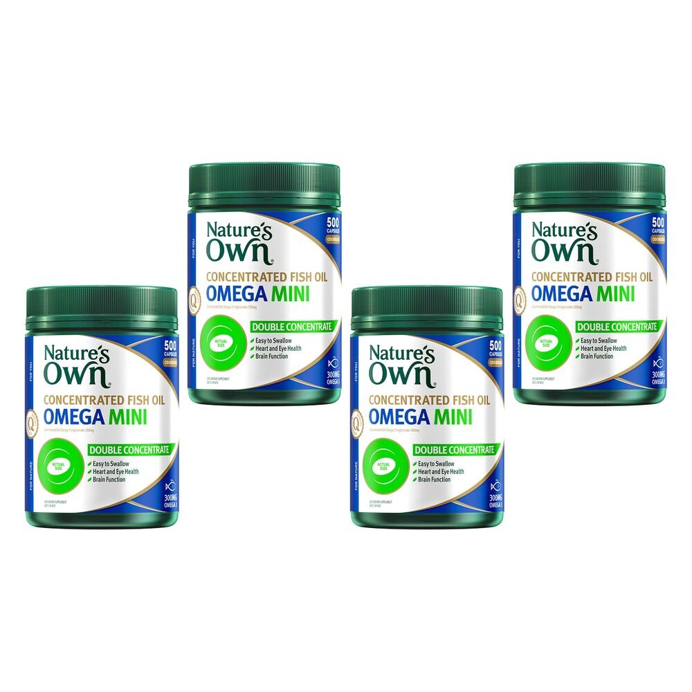 Nature's Own Concentrated Fish Oil Omega Mini 500 Capsules Pack of 4