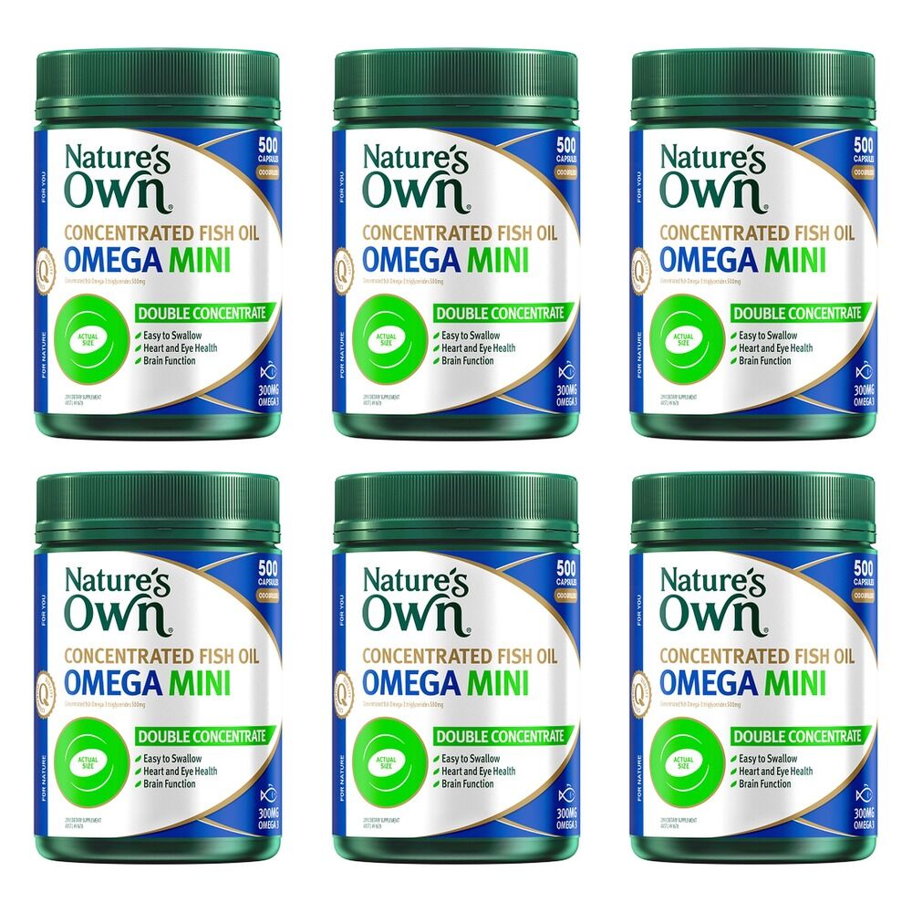 Nature's Own Concentrated Fish Oil Omega Mini 500 Capsules Pack of 6