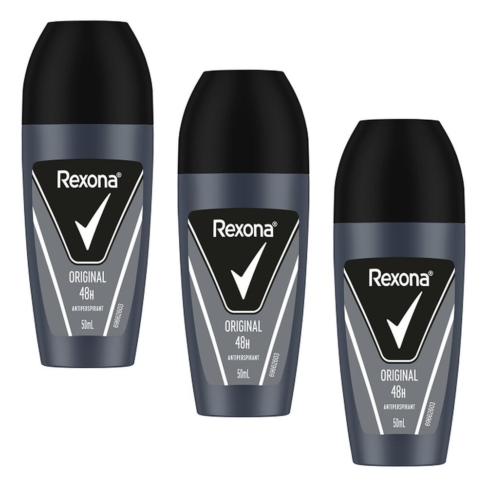 Rexona Men Antiperspirant Roll On Deodorant Original, 50mL Pack of 3