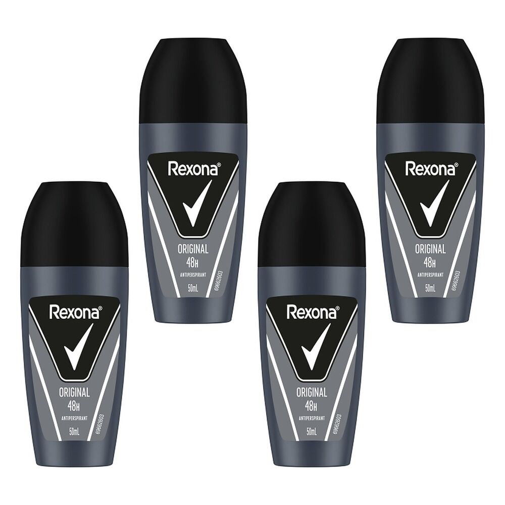 Rexona Men Antiperspirant Roll On Deodorant Original, 50mL Pack of 4