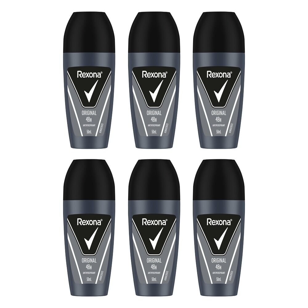 Rexona Men Antiperspirant Roll On Deodorant Original, 50mL Pack of 6