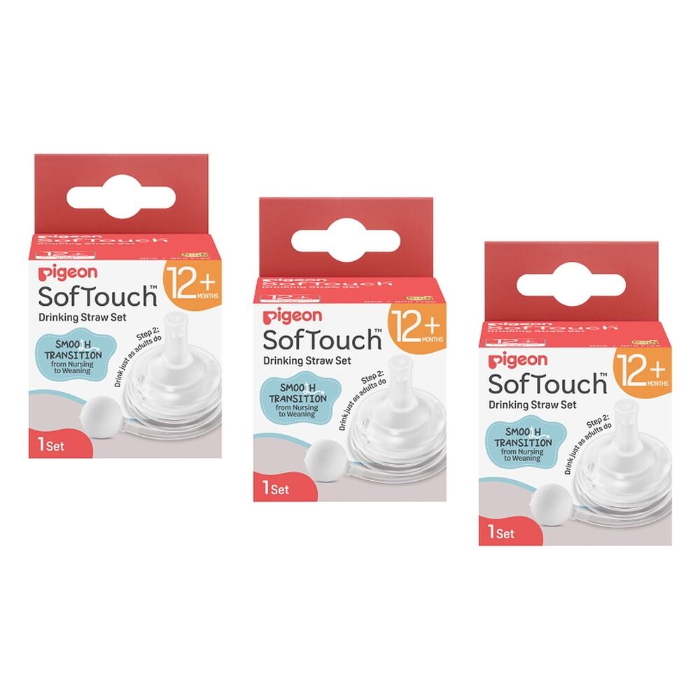 Pigeon SofTouch Drinking Straw Set 2+ Months Pack of 3
