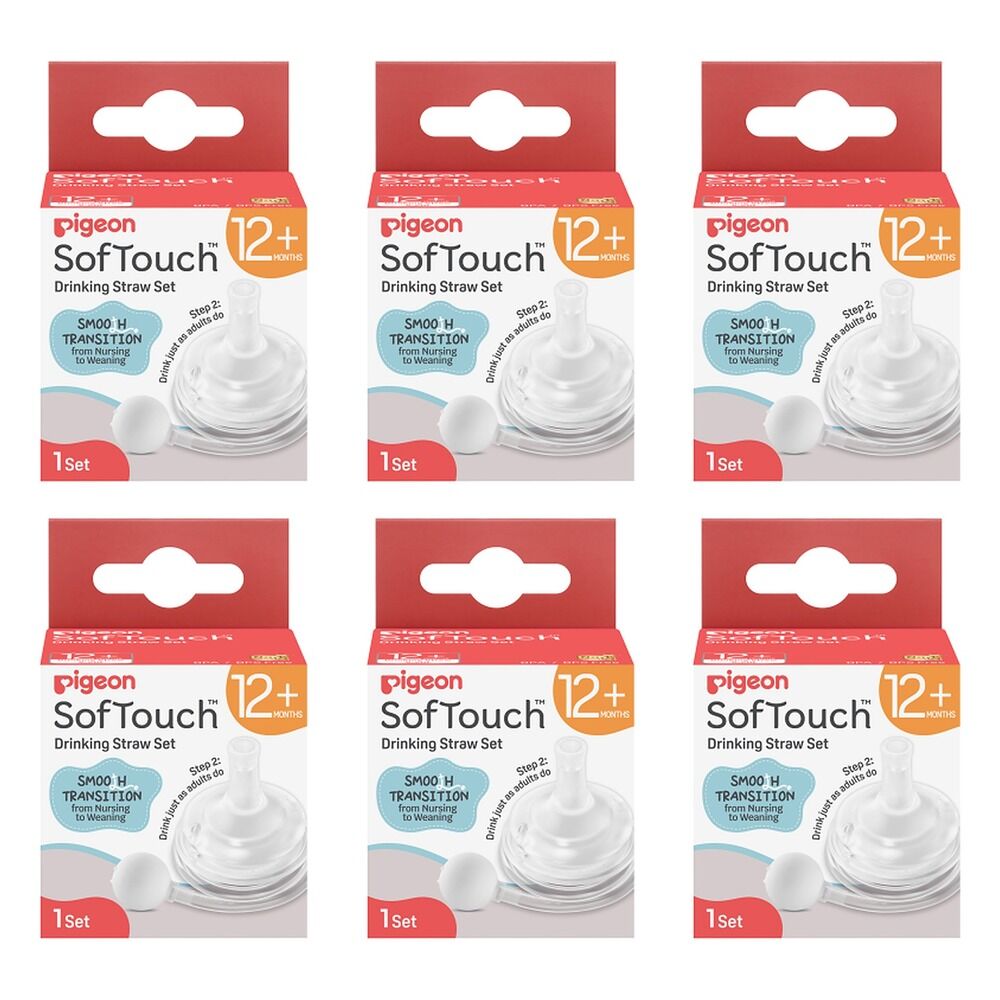 Pigeon SofTouch Drinking Straw Set 2+ Months Pack of 6