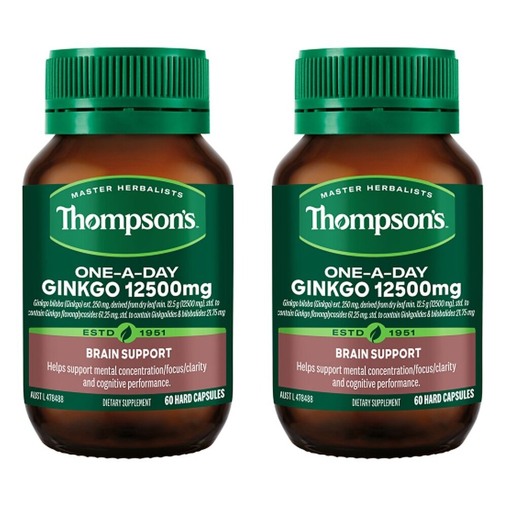 Thompson's One-A-Day Ginkgo 12500mg 60 Capsules Pack of 2