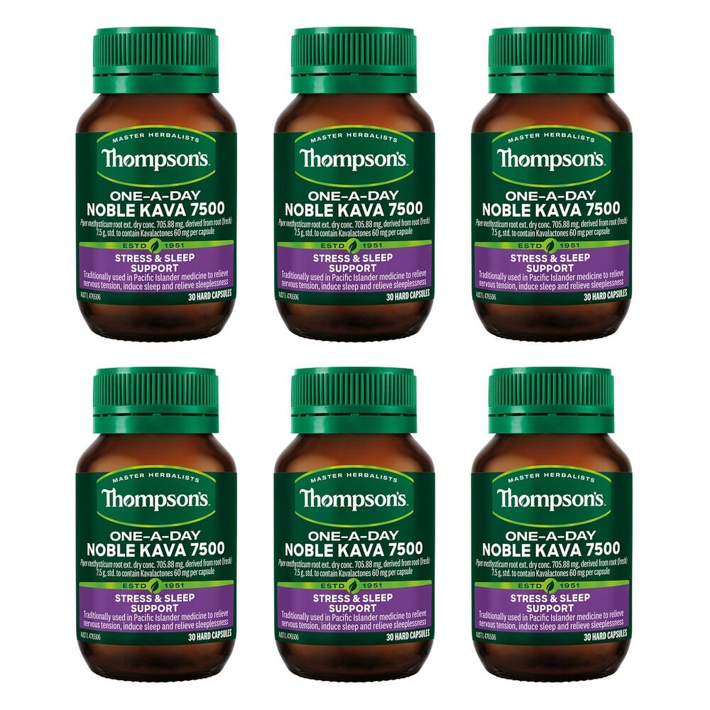 Thompson's One-A-Day Noble Kava 7500 30 Capsules Pack of 6