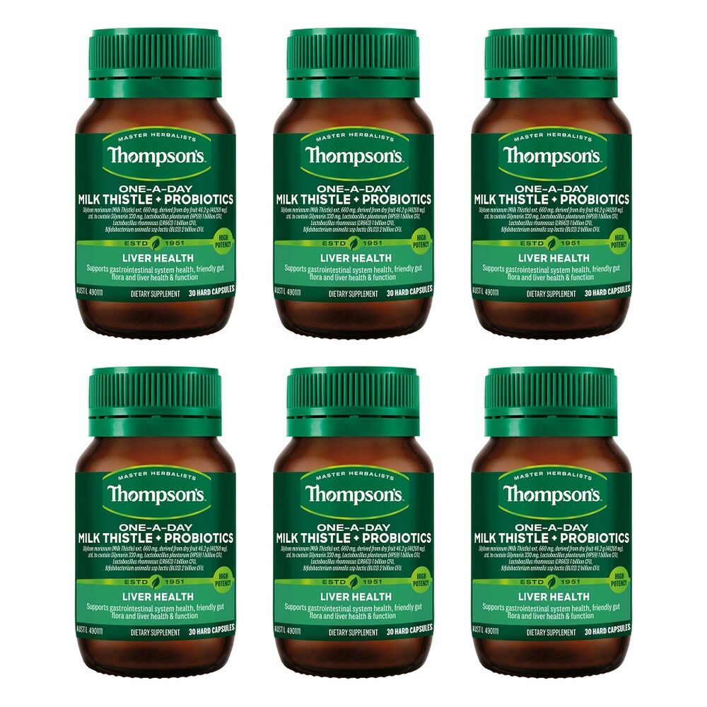 Thompson's One-A-Day Milk Thistle + Probiotics 30 Capsules Pack of 6