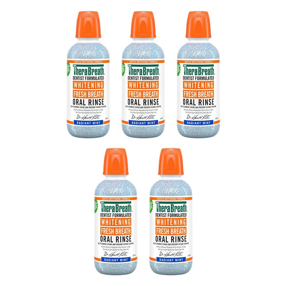 TheraBreath Whitening Mouthwash Radiant Mint 473mL Pack of 5