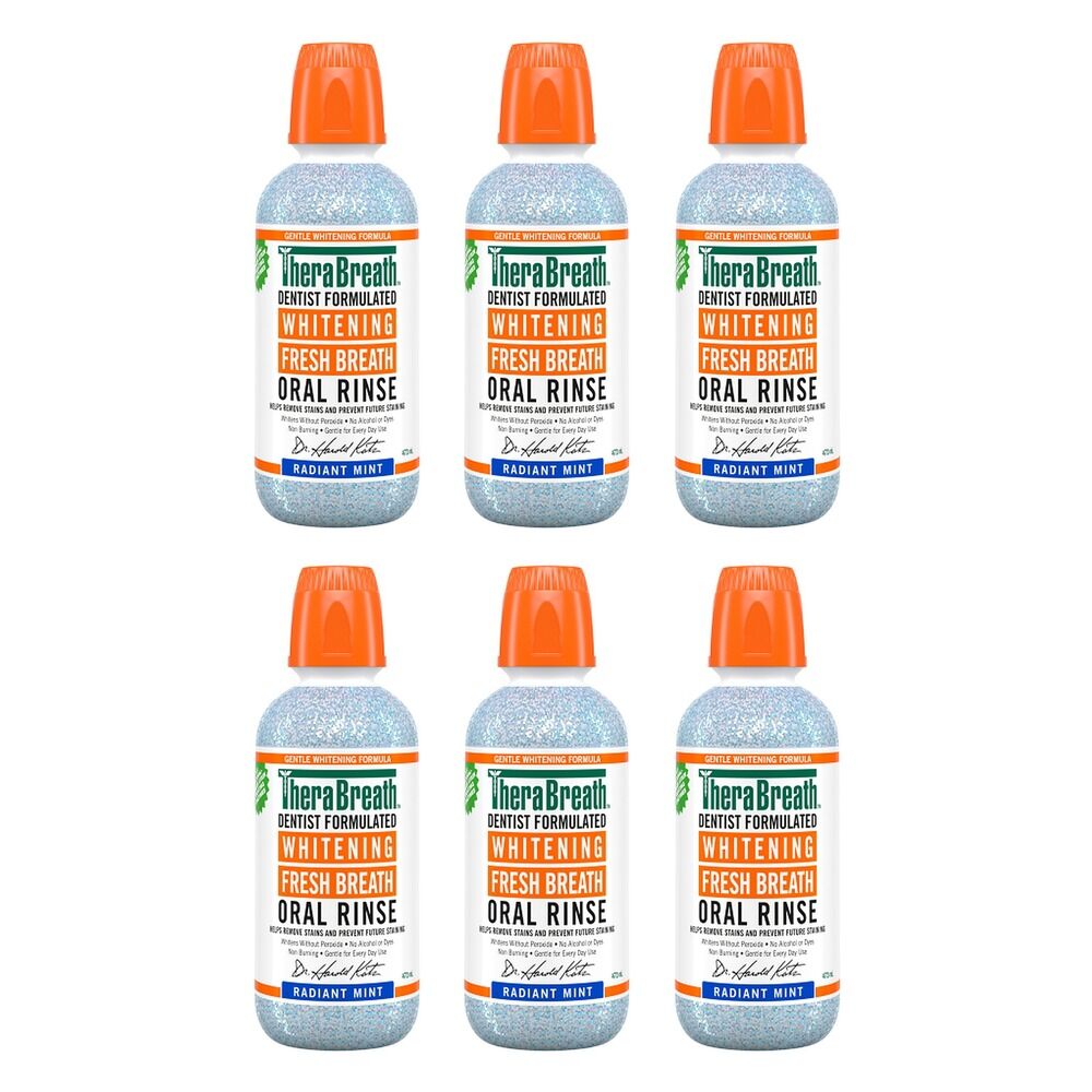 TheraBreath Whitening Mouthwash Radiant Mint 473mL Pack of 6
