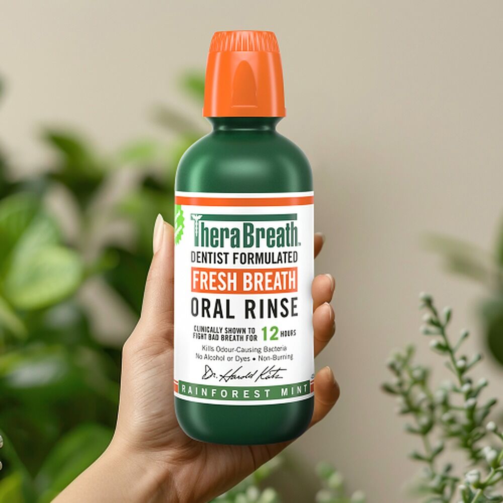 TheraBreath Fresh Breath Mouthwash Rainforest Mint 473mL