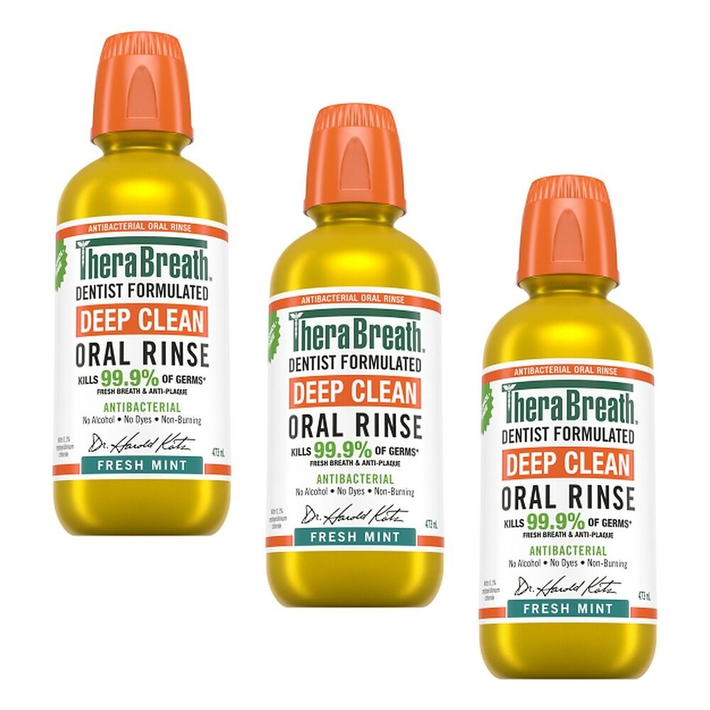 TheraBreath Deep Clean Mouthwash Fresh Mint 473mL Pack of 3