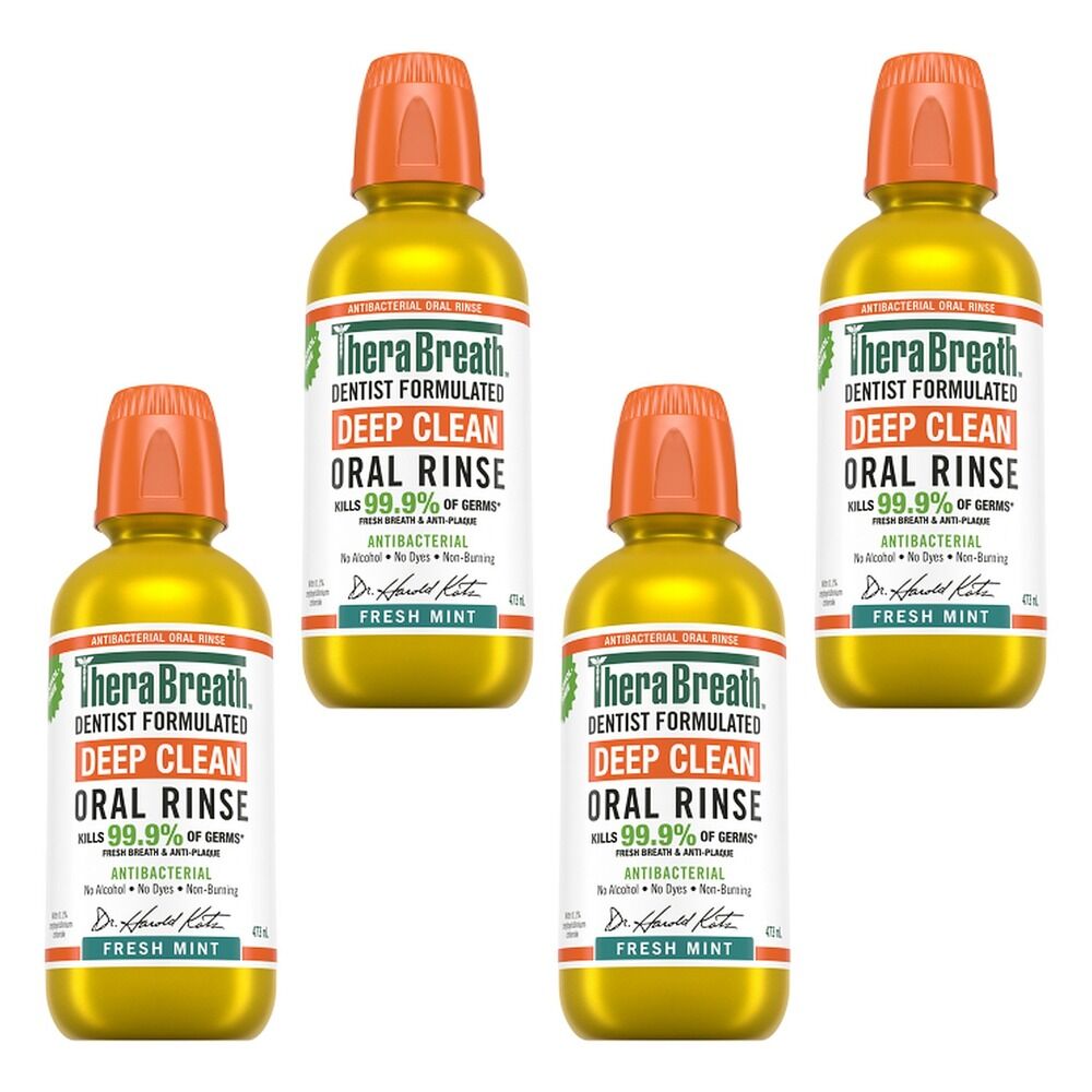 TheraBreath Deep Clean Mouthwash Fresh Mint 473mL Pack of 4