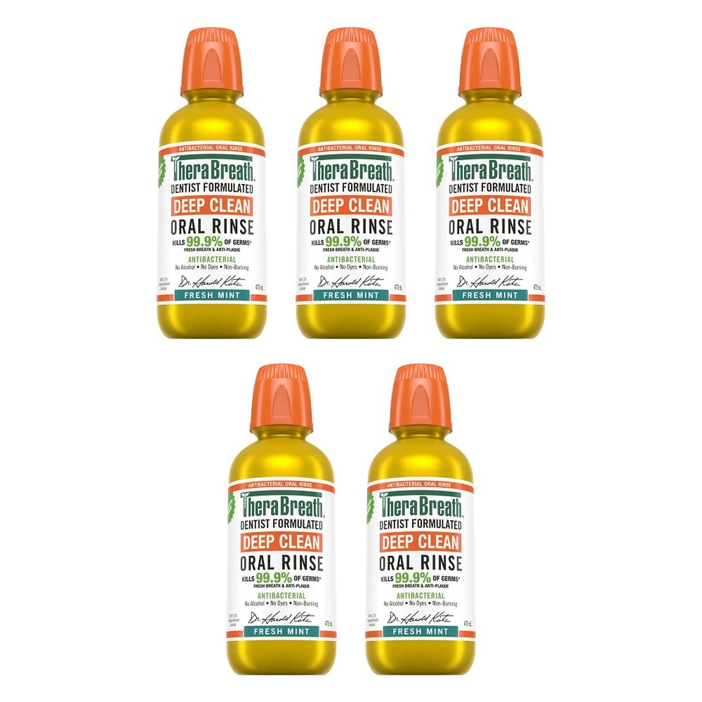 TheraBreath Deep Clean Mouthwash Fresh Mint 473mL Pack of 5