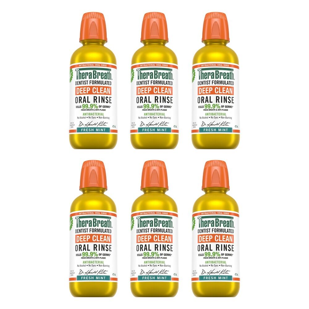 TheraBreath Deep Clean Mouthwash Fresh Mint 473mL Pack of 6
