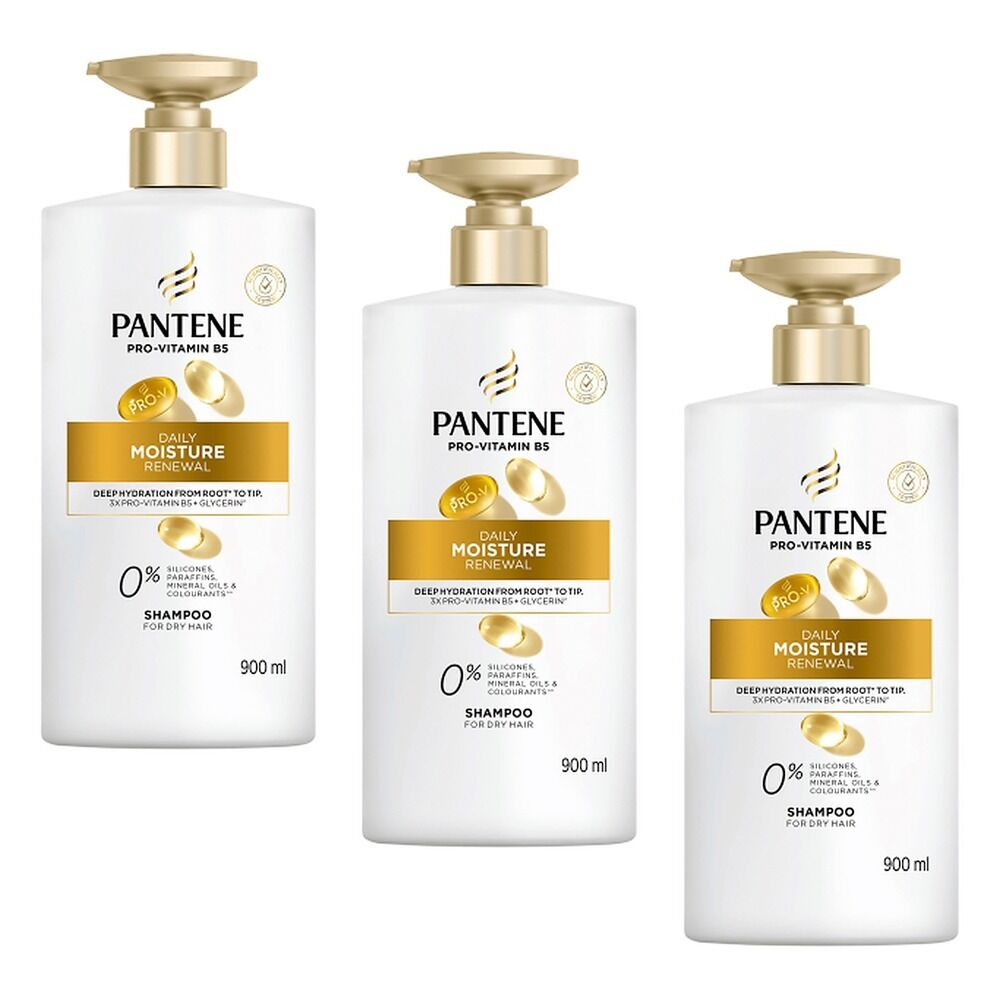 Pantene Pro-V Daily Moisture Renewal Shampoo for Dry Hair 900mL Pack of 3