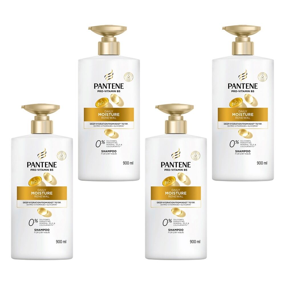 Pantene Pro-V Daily Moisture Renewal Shampoo for Dry Hair 900mL Pack of 4