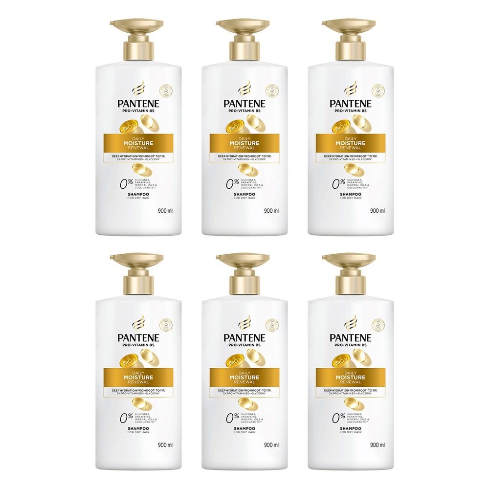 Pantene Pro-V Daily Moisture Renewal Shampoo for Dry Hair 900mL Pack of 6