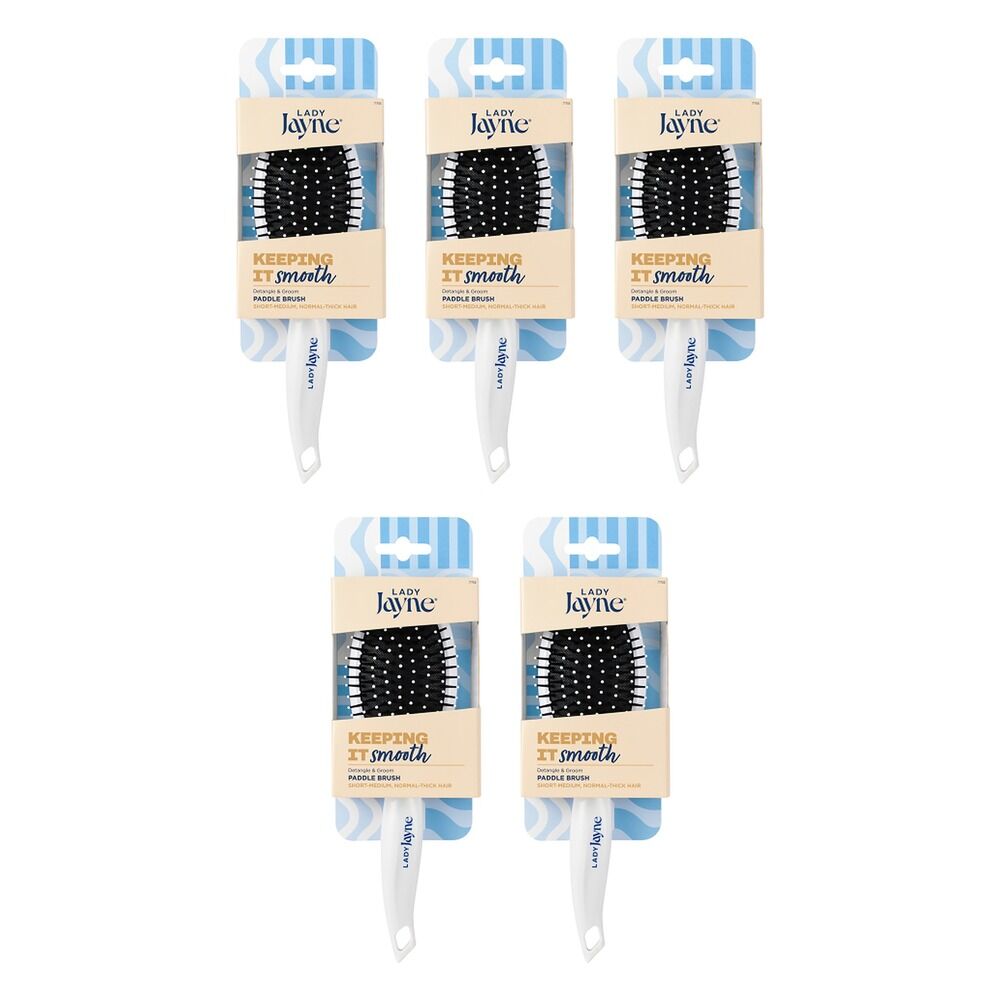 Lady Jayne Nylon Ball Tipped Cushion Paddle Brush Pack of 5