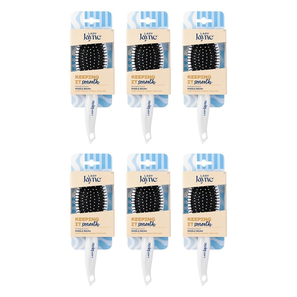 Lady Jayne Nylon Ball Tipped Cushion Paddle Brush Pack of 6