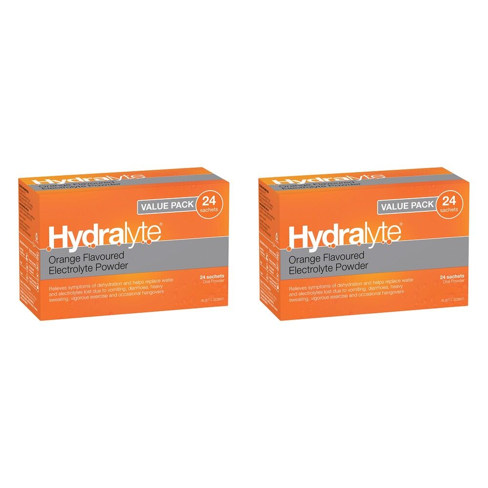 Hydralyte Orange Flavoured Electrolyte Powder Value Pack 24 Pack Bundle of 2