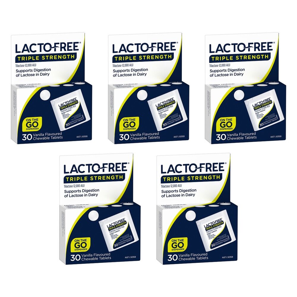 Lacto-Free Triple Strength 30 Chewable Tablets Pack of 5