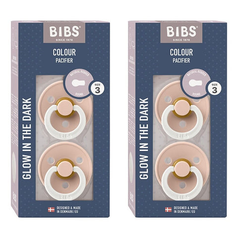 Bibs Colour Pacifier Glow in the Dark Blush Size 3 2 Pack Bundle of 2