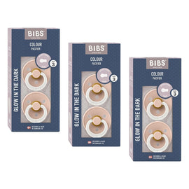 Bibs Colour Pacifier Glow in the Dark Blush Size 3 2 Pack Bundle of 3