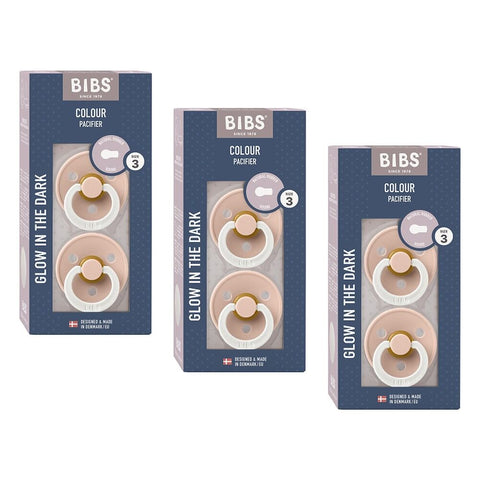 Bibs Colour Pacifier Glow in the Dark Blush Size 3 2 Pack Bundle of 3