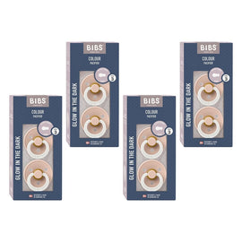 Bibs Colour Pacifier Glow in the Dark Blush Size 3 2 Pack Bundle of 4