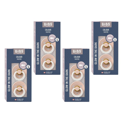 Bibs Colour Pacifier Glow in the Dark Blush Size 3 2 Pack Bundle of 4
