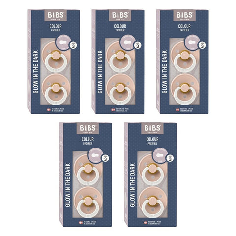 Bibs Colour Pacifier Glow in the Dark Blush Size 3 2 Pack Bundle of 5