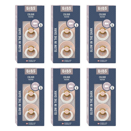 Bibs Colour Pacifier Glow in the Dark Blush Size 3 2 Pack Bundle of 6
