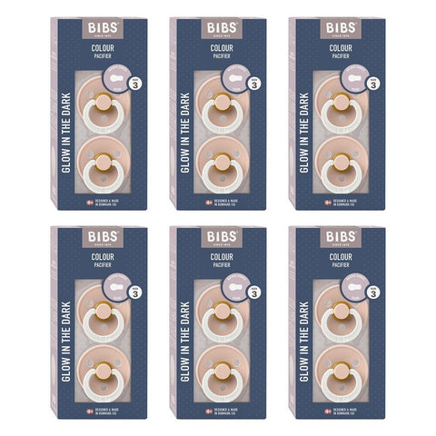 Bibs Colour Pacifier Glow in the Dark Blush Size 3 2 Pack Bundle of 6