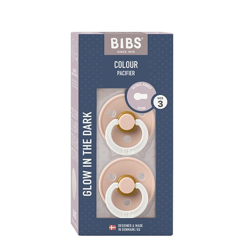 Bibs Colour Pacifier Glow in the Dark Blush Size 3 2 Pack