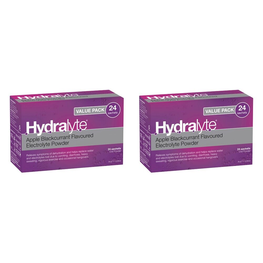 Hydralyte Apple Blackcurrant Electrolyte Powder Value Pack 24 Bundle of 2