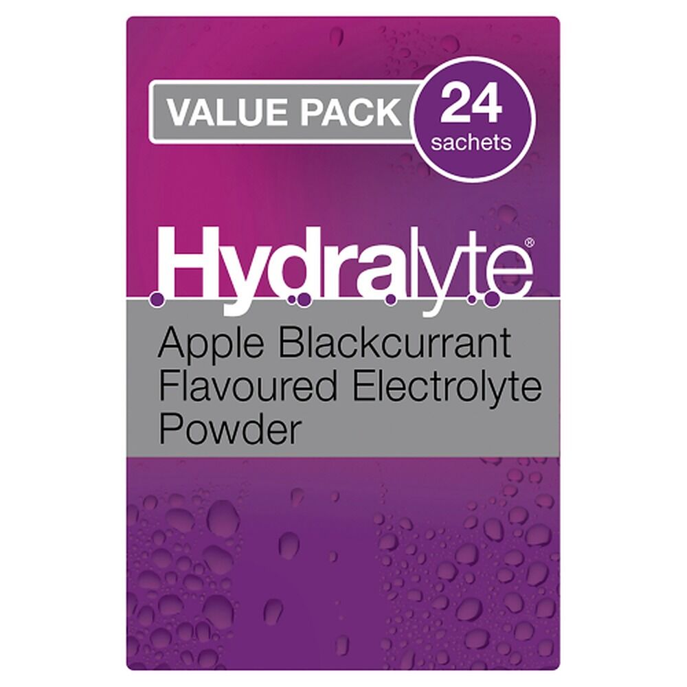 Hydralyte Apple Blackcurrant Electrolyte Powder Value Pack 24 Sachets