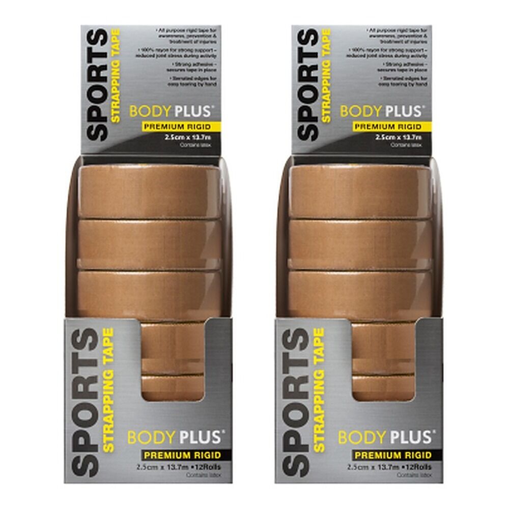 Body Plus Rigid Strapping Tape 2.5cm x 13.7m x 12 Bundle of 2