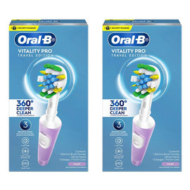 Oral-B Vitality Pro Travel Edition Rechargeable Toothbrush Lilac Pack of 2