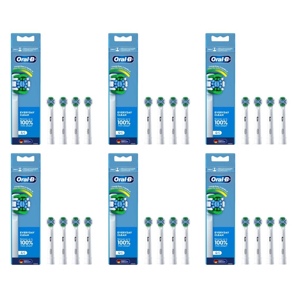 Oral-B Everyday Clean Replacement Brush Heads White 4 Pack Bundle of 6